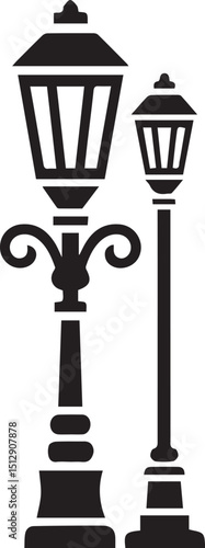 Lamp post black fill silhouette vector