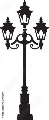 Lamp post black fill silhouette vector