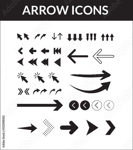 Set of Minimal Line Art Vector Arrow Designs - Essential Illustration Graphics for Designers, Illustrators and Artists, Arrows, Direction, Wayfinding