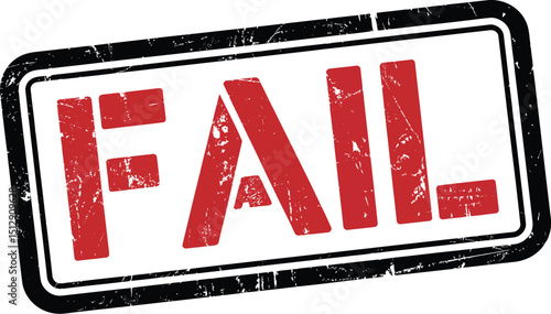 A red fail stamp with a black border on a white background, indicating failure or unsuccessful outcome