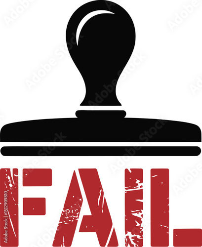 A black rubber stamp above the word fail in red with a distressed texture on a light background