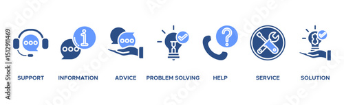 Help desk banner web icon vector illustration concept with icon of support, information, advice, problem solving, help, service and solutions