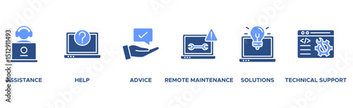 IT Expert banner web icon vector illustration concept with icon of assistance, help, advice, remote maintenance, solutions and technical support