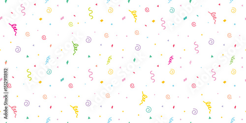 Birthday seamless pattern clipart design. Spiral confetti seamless continuous pattern wallpaper decoration clip art for birthday celebration  background vector illustration.
