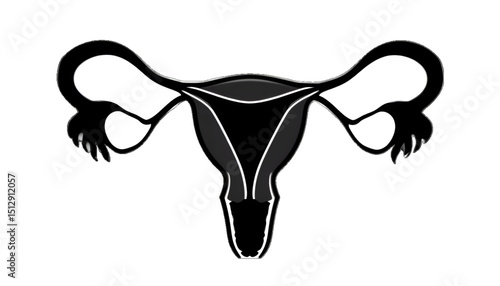 Silhouette Close Up Womans Reproductive Organs through Middle As Pain, Isolate On Transparent Backgrounds, Photo Illustration Image Picture 
