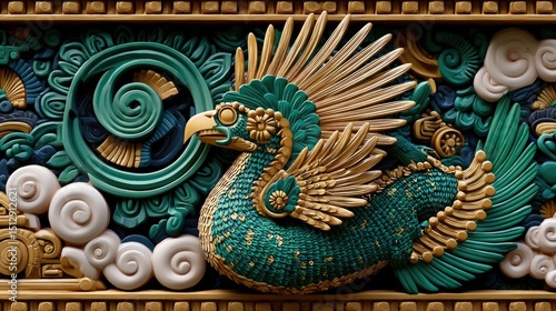 Wallpaper Mural Aztec god Quetzalcoatl depicted as the feathered serpent deity Torontodigital.ca