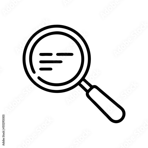 Magnifying glass icon representing search, analysis, and scrutiny