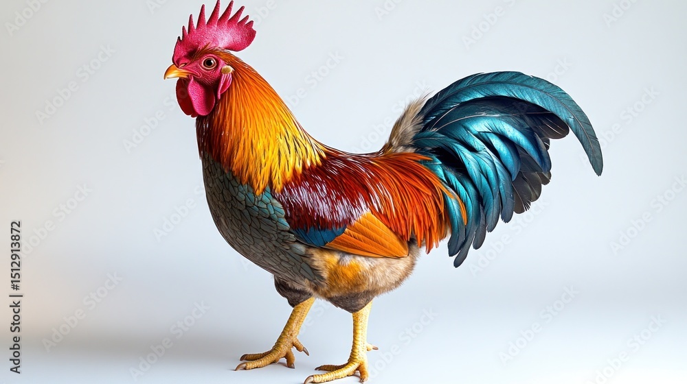 Fototapeta premium Colorful rooster in profile, vibrant plumage