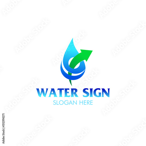 company logo design, water and arrow sign