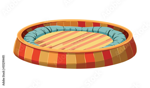 Colorful Pet Bed with Striped Blanket