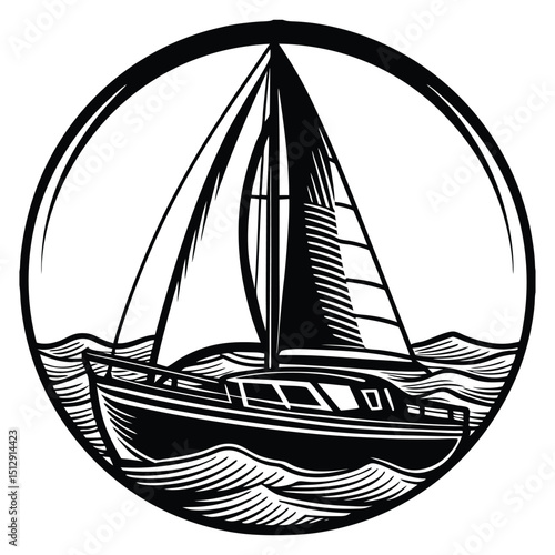 A sleek sailboat vector silhouette with crisp lines, capturing the essence of smooth sailing and adventure on open waters—minimalist, bold, and perfect for nautical themes.
