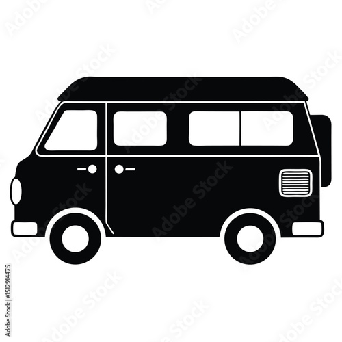 Black campervan side view silhouette icon
