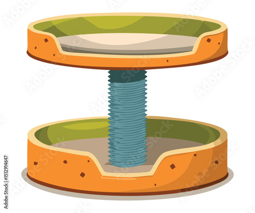 Pet Bed with Scratching Post Illustration