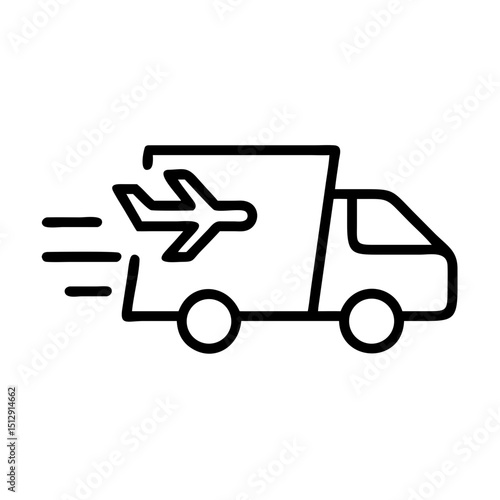 Cargo truck with airplane icon representing expedited delivery and logistics