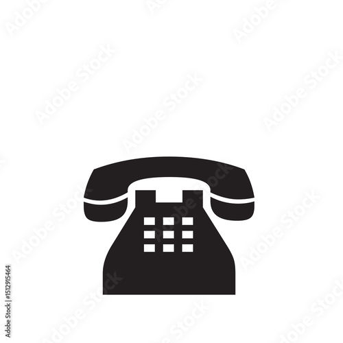 Classic Landline Telephone Icon Simple Black and White Design