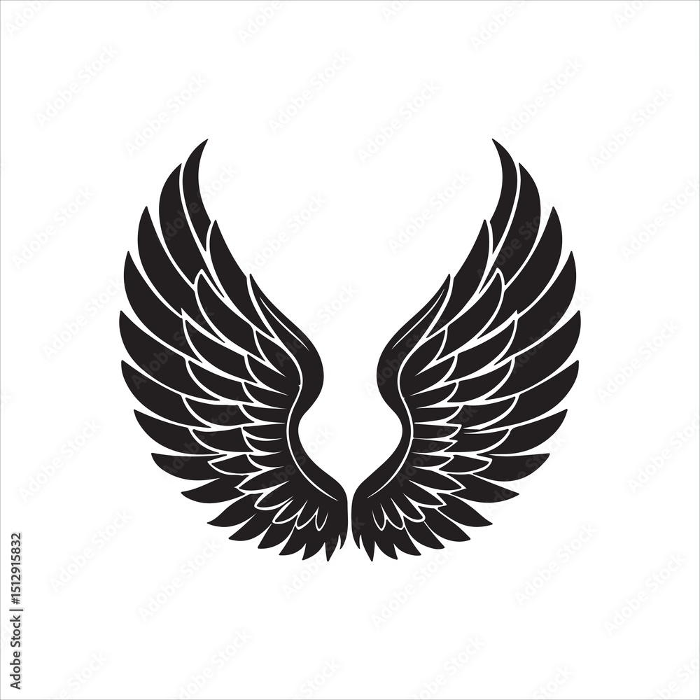 Obraz premium Black Angel Wings Silhouette Vector