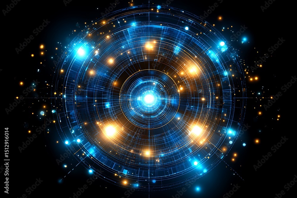 Fototapeta premium Abstract circular design with glowing elements