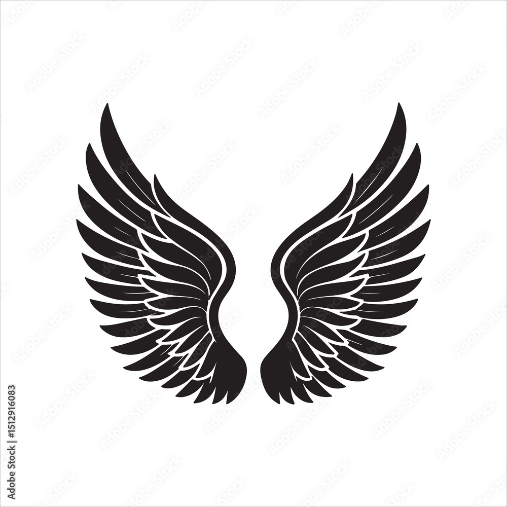 Fototapeta premium Black Angel Wings Silhouette Vector