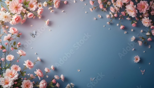 Maternity Wedding Photography Backdrop with Delicate Flowers Elegant Floral Background Design