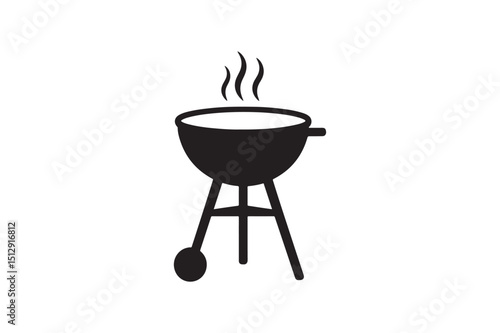 Barbecue grill silhouette vector art illustration on white background
