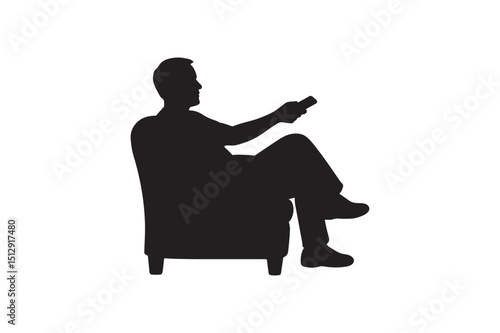 Couch remote silhouette vector art illustration on white background