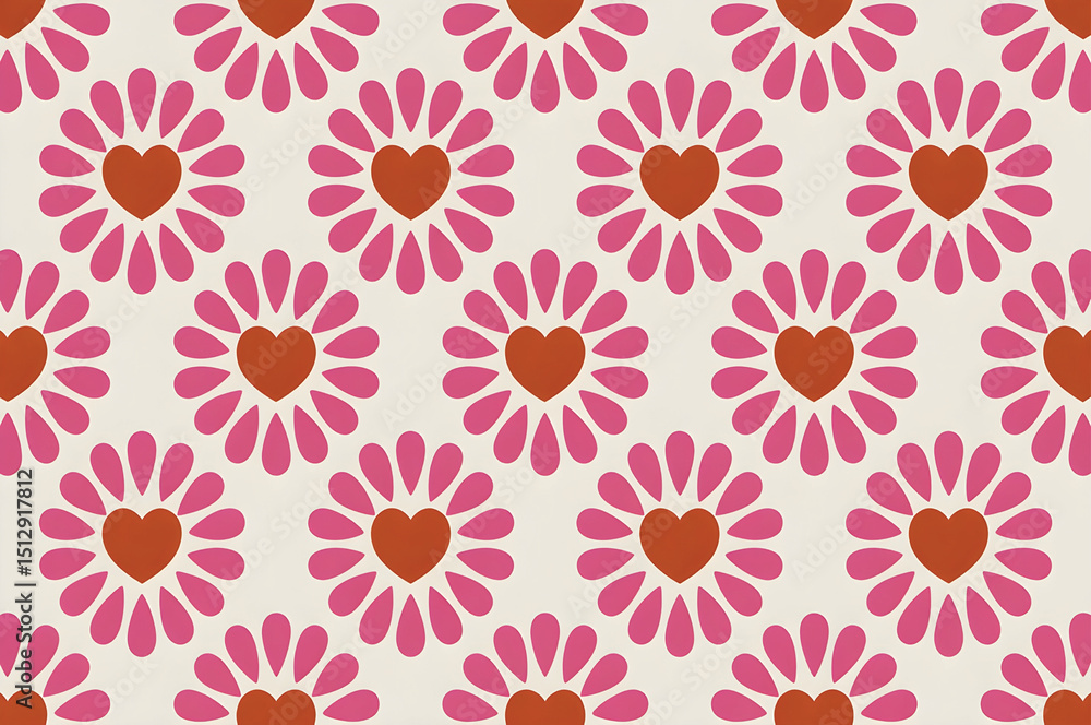 Heart flower pattern design on white background Heart flower pattern design on white background