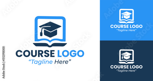 Creative Educational Course Logos with Graduation and Learning Symbols