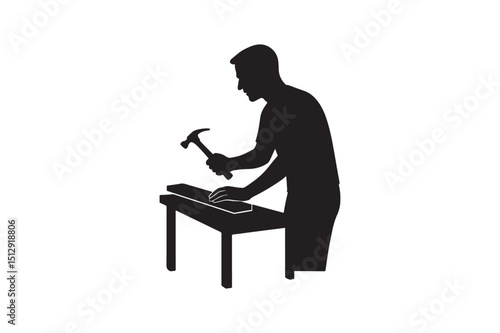 DIY project setup silhouette vector art illustration on white background