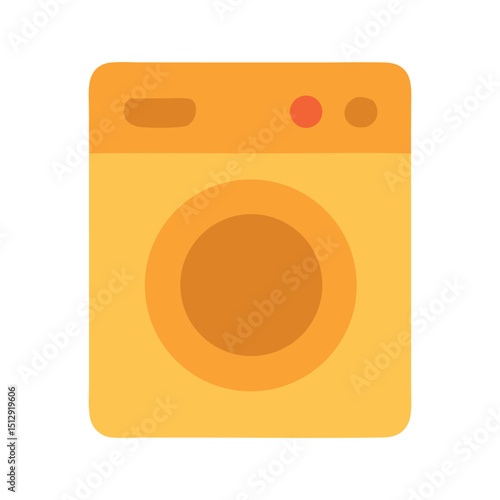 Laundry Day Icon: Simple Yellow Washing Machine Illustration
