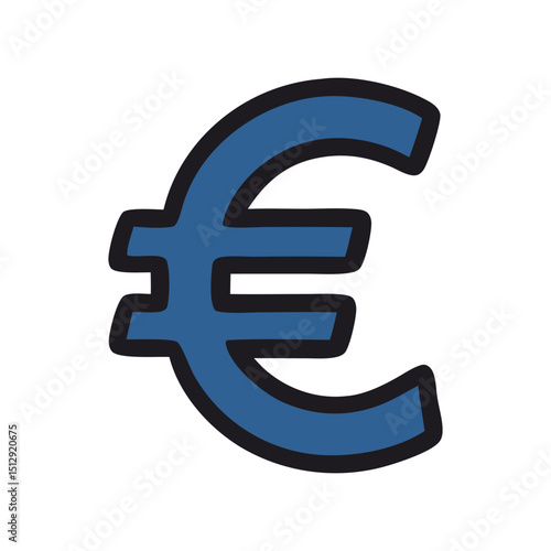 Blue Euro Symbol: Financial Icon