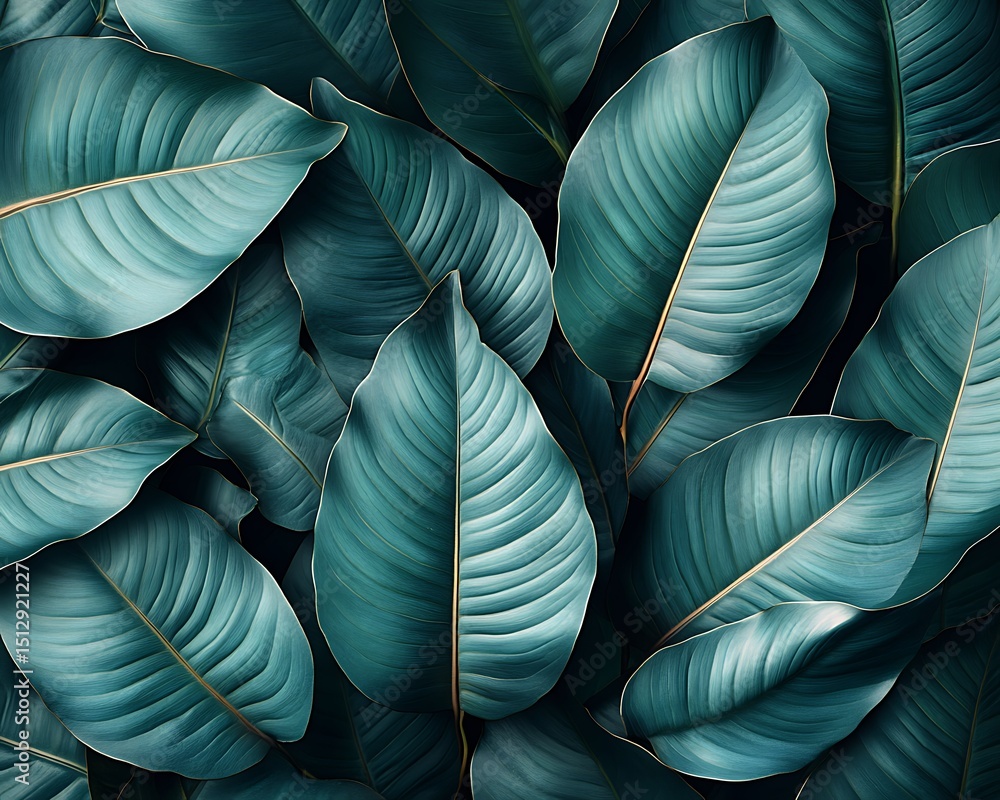 Fototapeta premium Lush, dark teal leaves