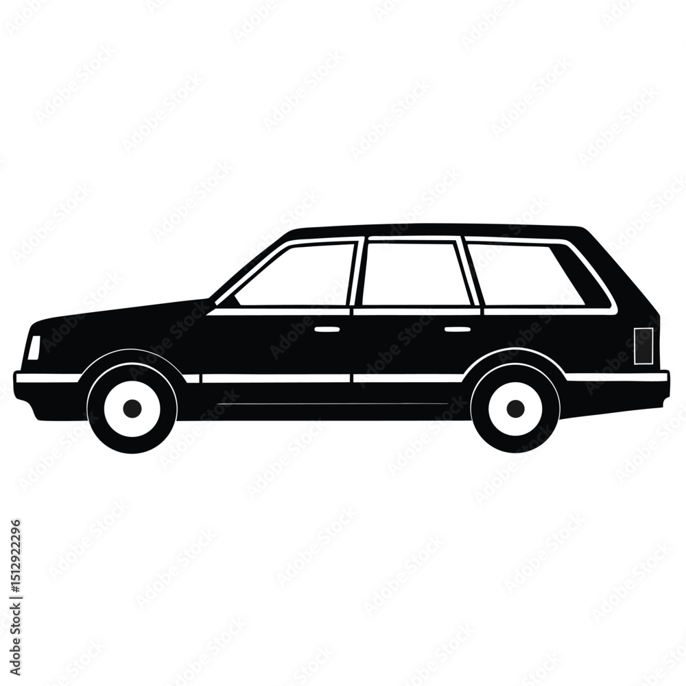 Fototapeta premium Black station wagon side view silhouette icon