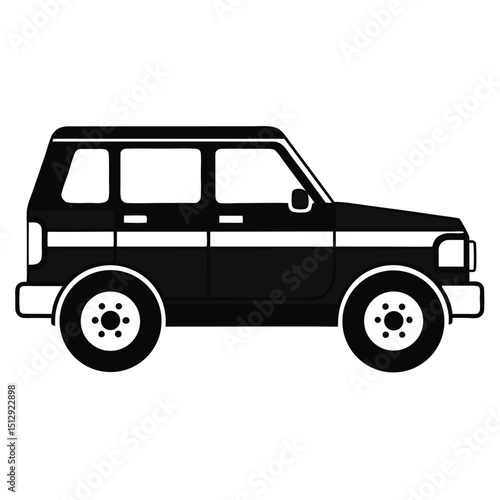 Black suv side view icon silhouette