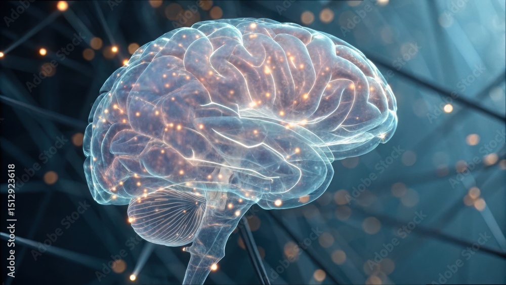 Obraz premium Detailed Digital Representation of Neural Pathways in the Brain