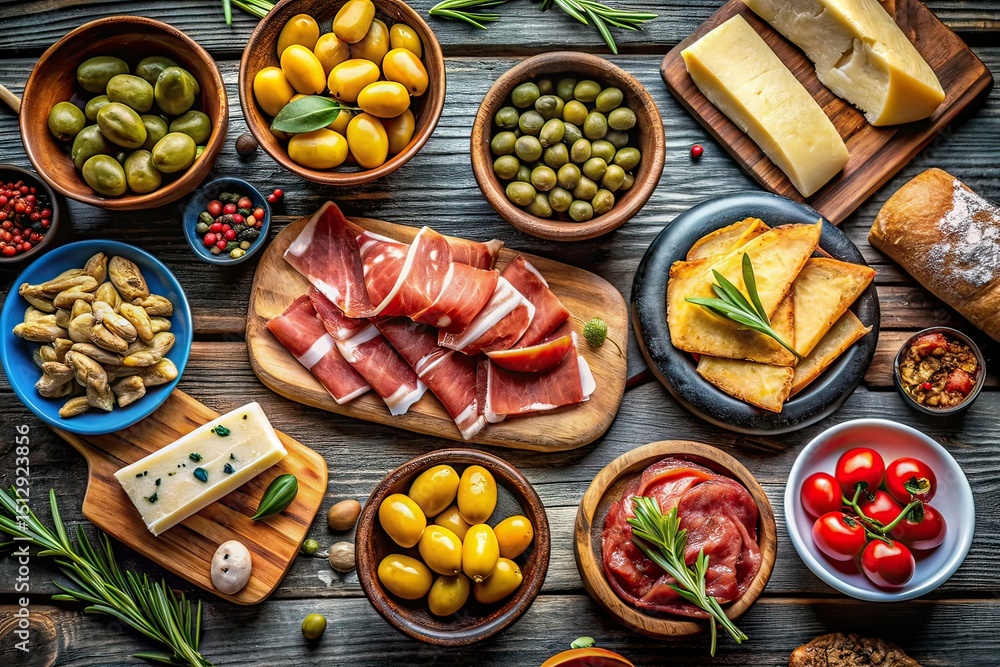 custom made wallpaper toronto digitalSpanish Tapas Flat Lay - Food Photography