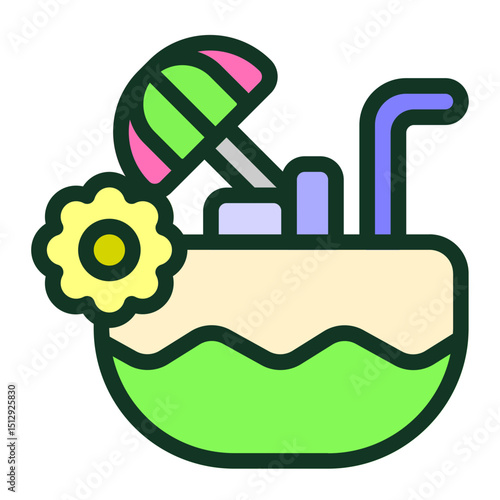 Coconut Drink Flat Icon