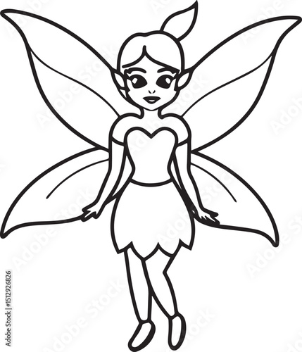 Fairy outline vector illustration line art