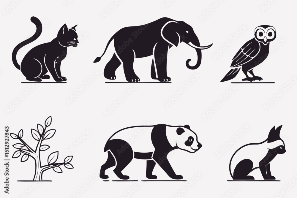 Fototapeta premium a-set-of-6-icons-focusing-on-animal-designs-item-b (12)