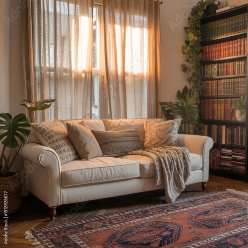 Cozy Living Room Bathed in Natural Light

