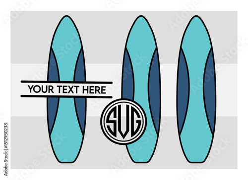 Surfboard SVG Silhouette Bundle, Surfing Silhouette, Summer Svg, Surf boards Svg, Surfing Board Svg, Surfboard Png, Surfboard Monogram Svg, Split Monogram, Circle Monogram 