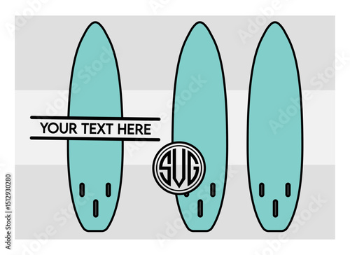 Surfboard SVG Silhouette Bundle, Surfing Silhouette, Summer Svg, Surf boards Svg, Surfing Board Svg, Surfboard Png, Surfboard Monogram Svg, Split Monogram, Circle Monogram 