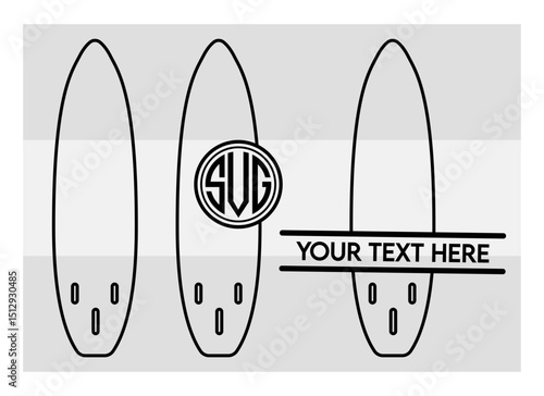 Surfboard SVG Silhouette Bundle, Surfing Silhouette, Summer Svg, Surf boards Svg, Surfing Board Svg, Surfboard Png, Surfboard Monogram Svg, Split Monogram, Circle Monogram 