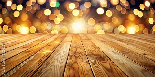 Wooden Floor Texture Background with Bokeh, Patterned Design, Photorealistic