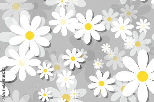 Seamless floral pattern with daisies and camomiles in a decorative summer design