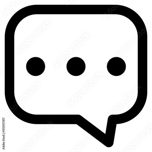 The image is a simple black and white drawing of a speech bubble with three dots in the middle