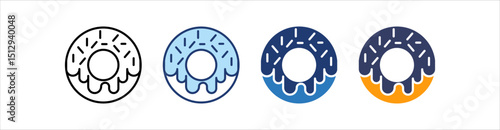 Donut Icon Set Multiple Style Collection
