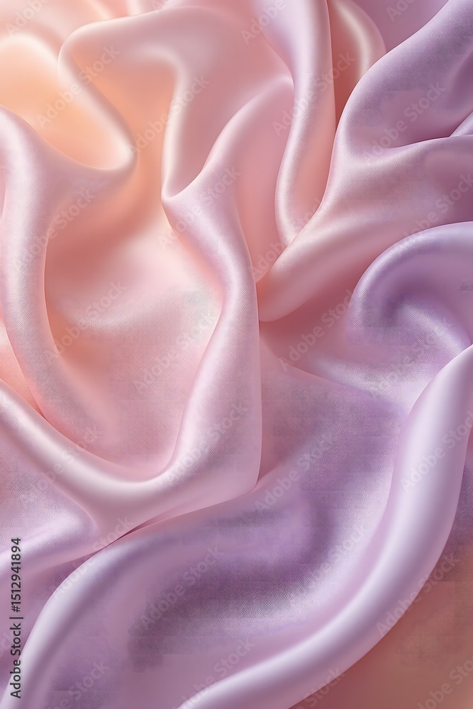 Fototapeta premium Pastel silk fabric waves - soft pink and lavender texture