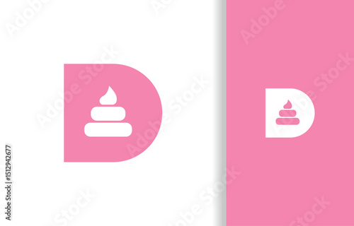 INITIAL LETTER D WITH SILHOUETTE OF ICE CREAM IN PINK COLOR