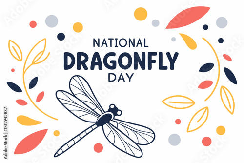 NATIONAL DRAGONFLY DAY vector illustration