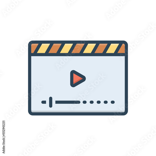 Color illustration icon for video clip